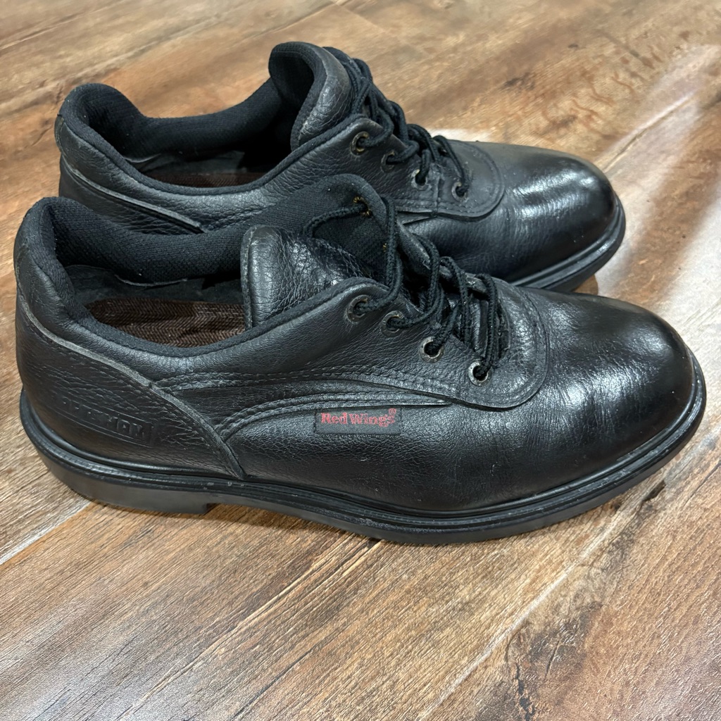 Red Wing Shoes Steel Toe Work Oxfords Black Leather Usa Size 9.5